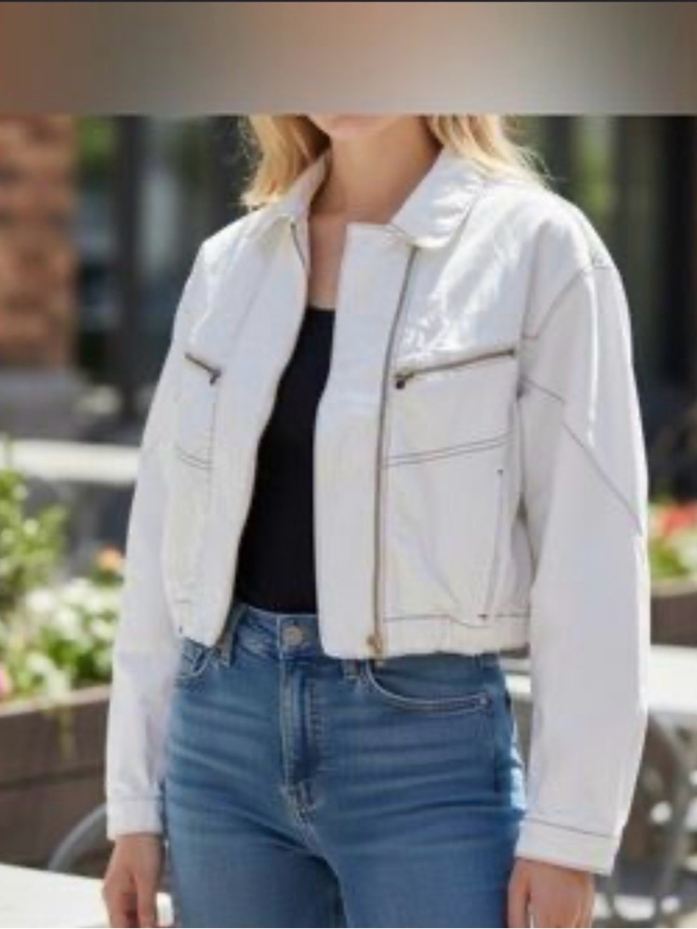 We the Free Urban White Cropped Zip Jacket
